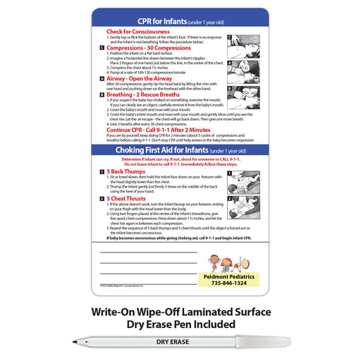 Infant CPR Laminated Card w/ Magnet & Marker - 5.25x8.5 (Min Qty 100) - FREE Customization