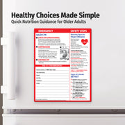 Magnetic adult CPR reference card attached to refrigerator