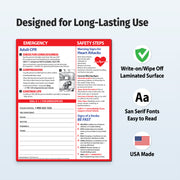 Adult CPR instructions with heart attack and stroke warning signs