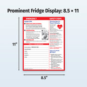 8.5 x 11 adult emergency quick reference card with magnets