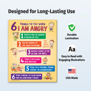 Kids anger management card with six calm-down strategies