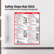 Magnetic CPR and choking first aid card for refrigerator or workplace
