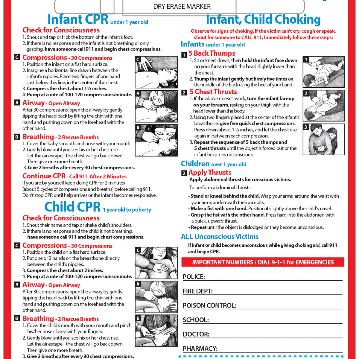 Safety Magnets - CPR & Choking Magnet w/ Marker - Add Your Imprint ...