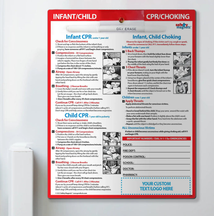 CPR & Choking for Infants & Children - Quick Reference Cards w/ Markers - (Min. Qty 100)