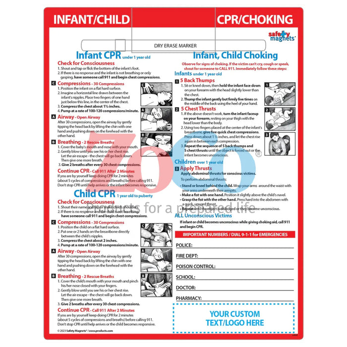 CPR & Choking for Infants & Children - Quick Reference Cards w/ Markers - (Min. Qty 100)