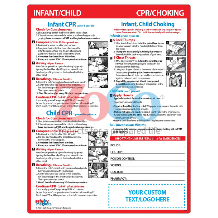 CPR & Choking for Infants & Children - Quick Reference Card - (Min.Qty 00)