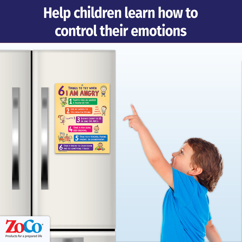 Kids Anger Control Strategies — Quick Reference Card with Magnets — 8.5 × 11