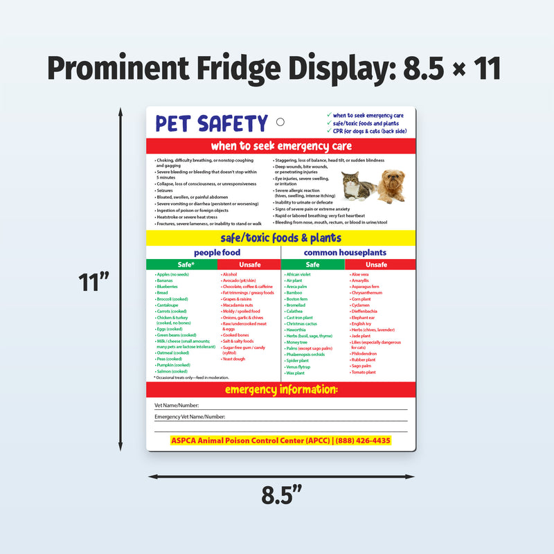 8.5 x 11 pet CPR and first aid refrigerator magnet for dogs and cats