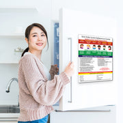 When sick kids should stay home from school reference card displayed on a refrigerator