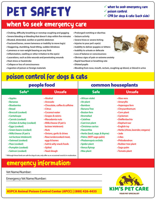 Pet Safety - Quick Reference Card - Add Your Imprint - By Safety Magnets