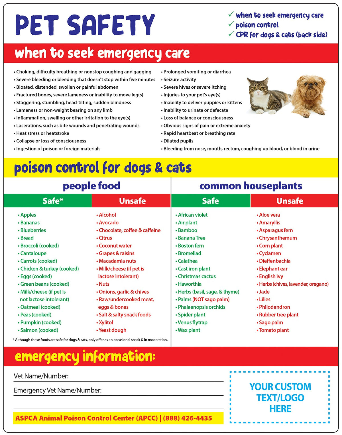 Pet Safety Quick Reference Card - Add Your Imprint - By Safety Magnets ...