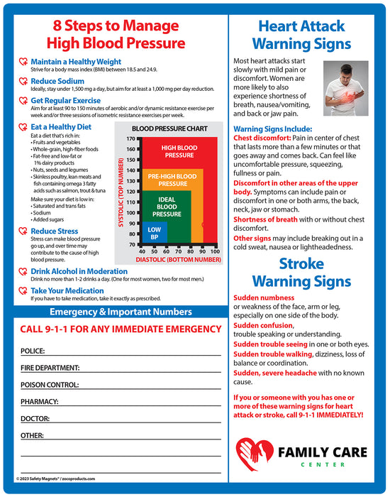 Blood Pressure, Heart Attack & Stroke Warning Signs by Safety Magnets