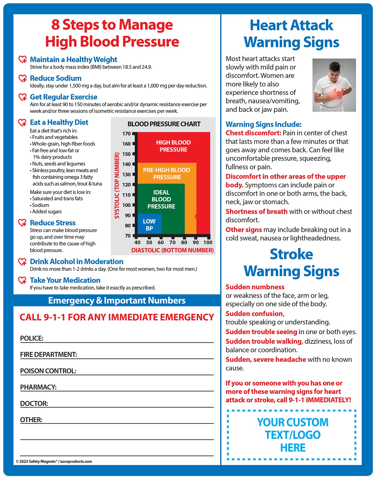 Blood Pressure, Heart Attack/Stroke Signs Custom Magnets — ZoCo Products