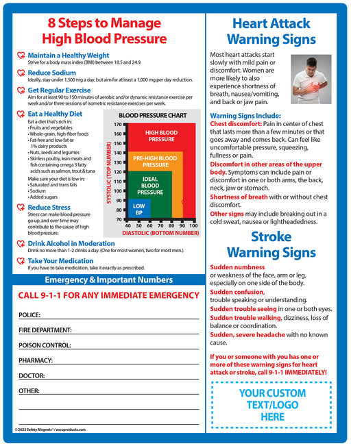 Blood Pressure, Heart Attack & Stroke Warning Signs by Safety Magnets