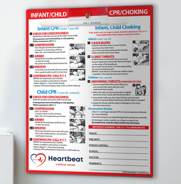 CPR & Choking for Infants & Children - Quick Reference Cards w/ Markers - 8.5" x 11" - (Min.Qty 100)