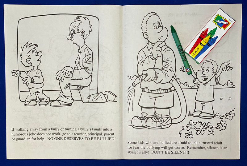 Inside pages of How to Handle Bullying kids coloring activity book