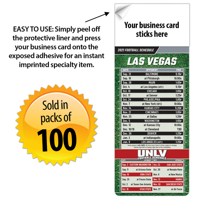 2023 Pro Football Sports Schedule Magnets (LAS VEGAS) - 100 Count - Your Business Card Sticks on Top
