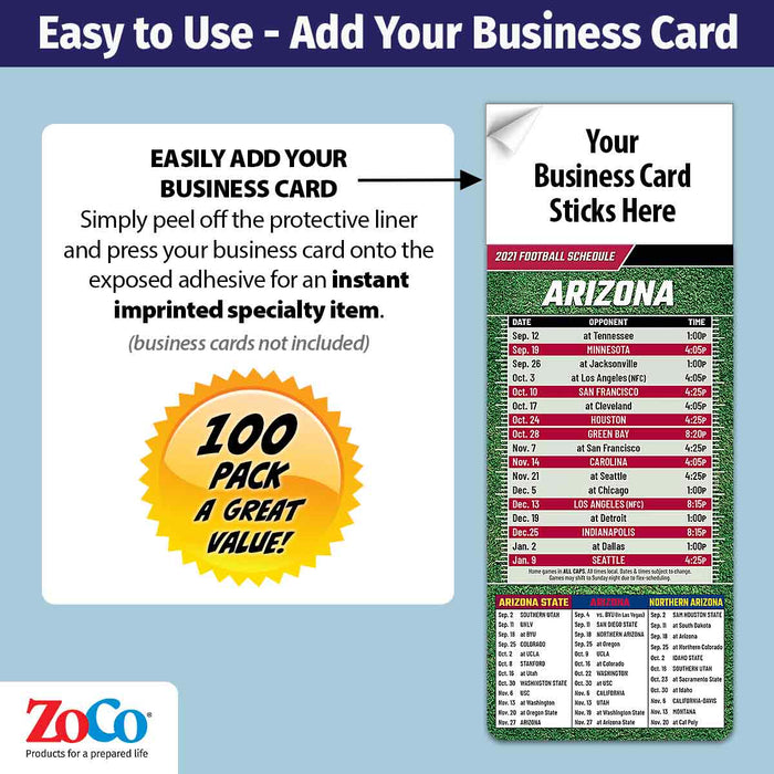 ZoCo Products - Pro Football Sports Schedule Magnets - Add Your Business Card