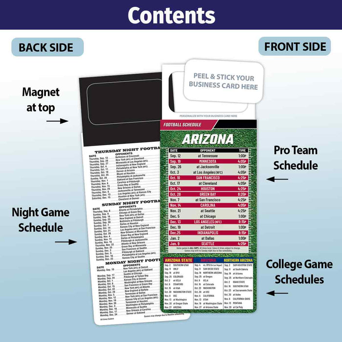 ZoCo Products - Pro Football Sports Schedule Magnets - Add Your Business Card