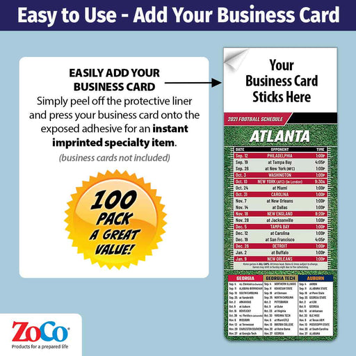 ZoCo Products - Pro Football Sports Schedule Magnets - Add Your Business Card