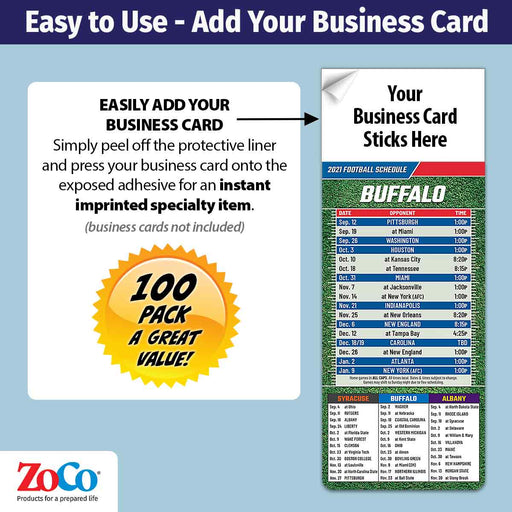 ZoCo Products - Pro Football Sports Schedule Magnets - Add Your Business Card