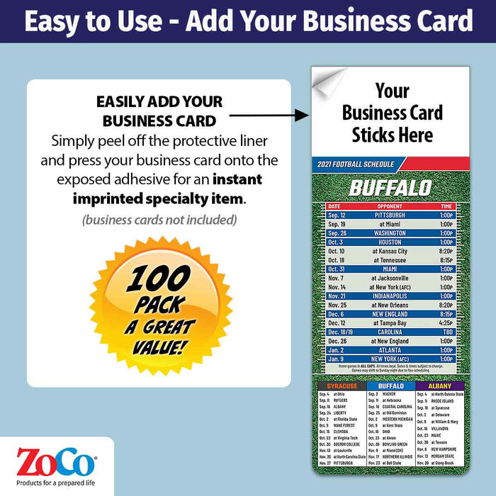 ZoCo Products - Pro Football Sports Schedule Magnets - Add Your Business Card