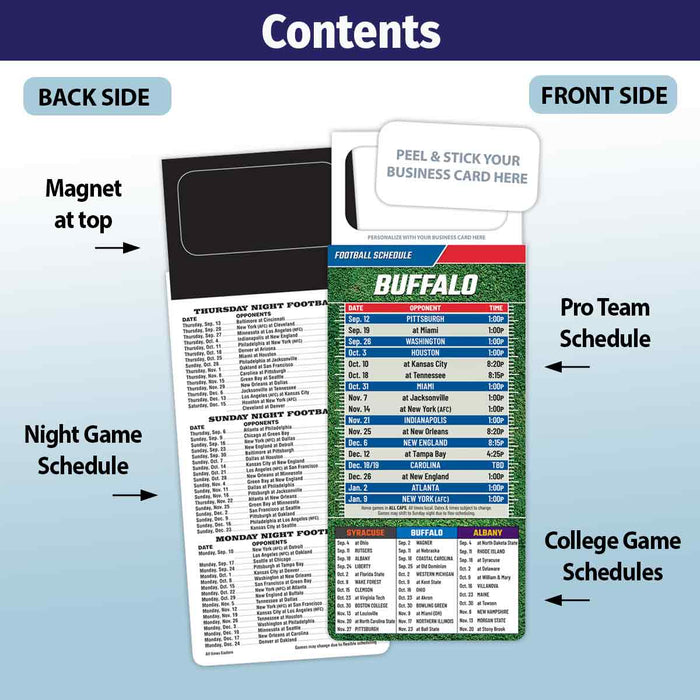 ZoCo Products - Pro Football Sports Schedule Magnets - Add Your Business Card