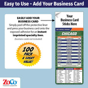 Pro Football Sports Schedule Magnets (CHICAGO) - 100 Count - Your Business Card Sticks on Top