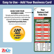 ZoCo - Pro Football Sports Schedule Magnets (CLEVELAND) - 100 Count - Your Business Card Sticks on Top