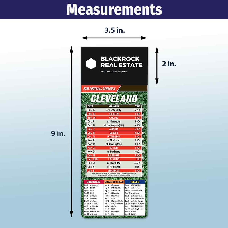 ZoCo - Pro Football Sports Schedule Magnets (CLEVELAND) - 100 Count - Your Business Card Sticks on Top