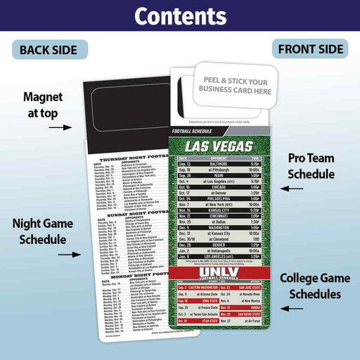 ZoCo - Pro Football Sports Schedule Magnets (LAS VEGAS) - 100 Count - Your Business Card Sticks on Top