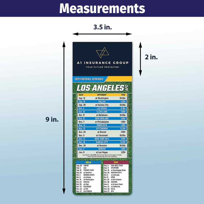 ZoCo - Pro Football Sports Schedule Magnets (LOS ANGELES - AFC) - 100 Count - Your Business Card Sticks on Top