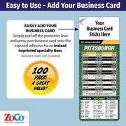ZoCo - Pro Football Sports Schedule Magnets (PITTSBURGH) - 100 Count - Your Business Card Sticks on Top