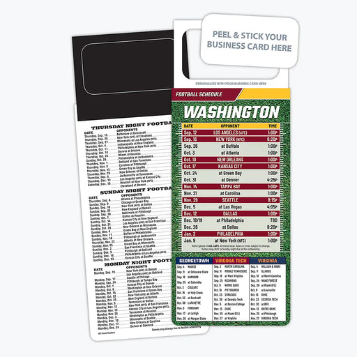 ZoCo - Pro Football Sports Schedule Magnets (WASHINGTON) - 100 Count - Your Business Card Sticks on Top