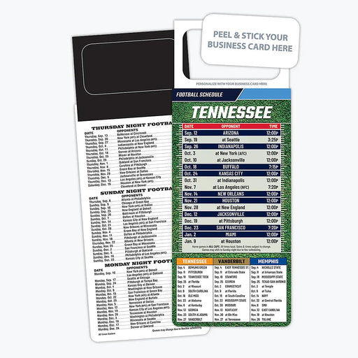 ZoCo - Pro Football Sports Schedule Magnets (TENNESSEE) - 100 Count - Your Business Card Sticks on Top