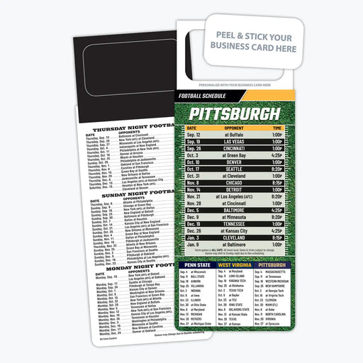 ZoCo - Pro Football Sports Schedule Magnets (PITTSBURGH) - 100 Count - Your Business Card Sticks on Top