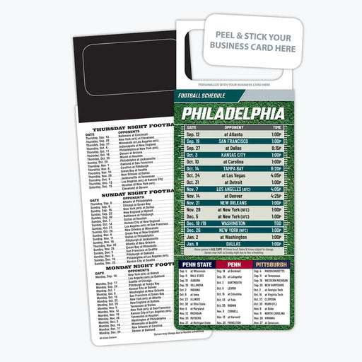 ZoCo - Pro Football Sports Schedule Magnets (PHILADELPHIA) - 100 Count - Your Business Card Sticks on Top"
