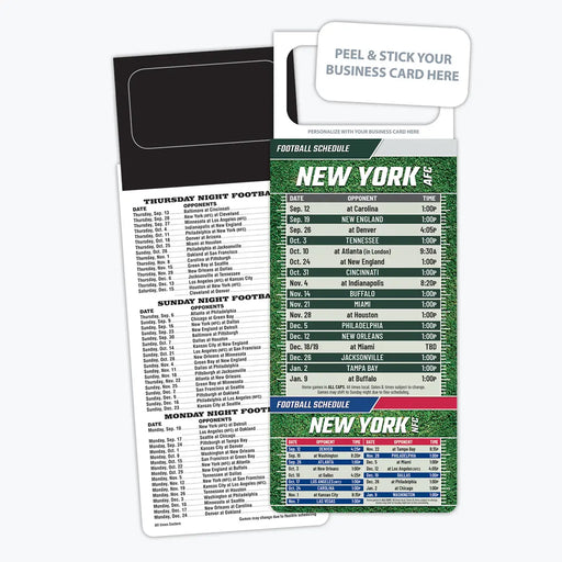 ZoCo - Pro Football Sports Schedule Magnets (NEW YORK - AFC) - 100 Count - Your Business Card Sticks on Top