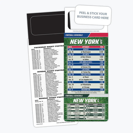 Pro Football Sports Schedule Magnets (NEW YORK- NFC) - 100 Count - Your Business Card Sticks on Top