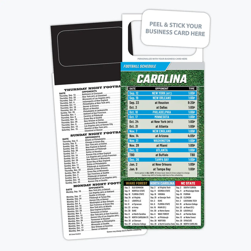 oCo Products - Pro Football Sports Schedule Magnets - Add Your Business Card