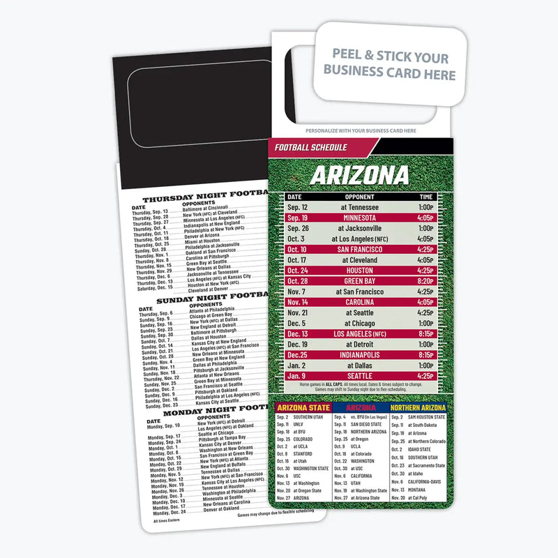 ZoCo Products - Pro Football Sports Schedule Magnets - Add Your Business Card