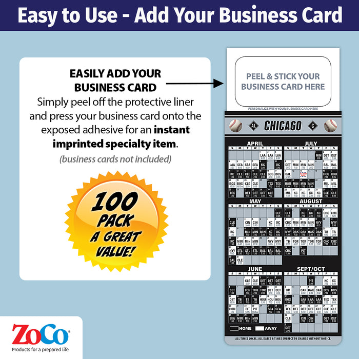 Pro Baseball Schedule Magnets - CHICAGO ALC - Add Your Business Card - ZoCo Products