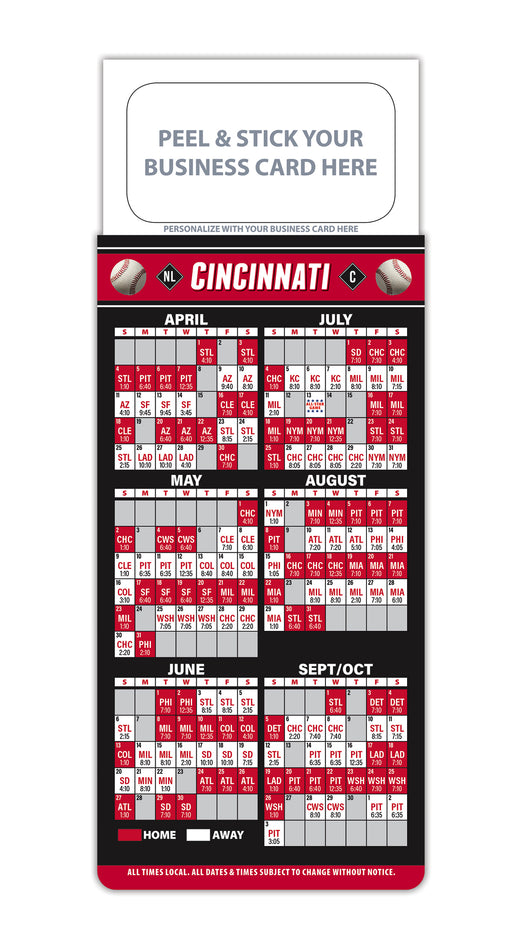 Pro Baseball Sports Schedule Magnets - CINCINNATI - 100 Count - Your Business Card Sticks on Top - ZoCo Products