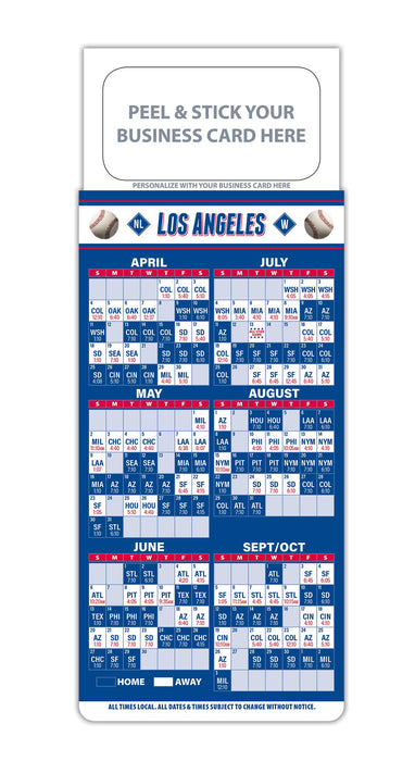 Pro Baseball Sports Schedule Magnets - LAS ANGELES DODGERS - 100 Count - Your Business Card Sticks on Top - ZoCo Products