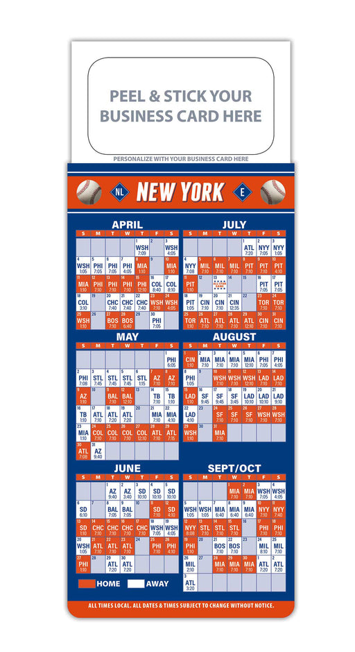 Pro Baseball Sports Schedule Magnets - NEW YORK METS - 100 Count - Your Business Card Sticks on Top - ZoCo Products