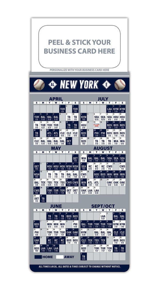 Pro Baseball Sports Schedule Magnets - NEW YORK YANKEES - 100 Count - Your Business Card Sticks on Top - ZoCo Products