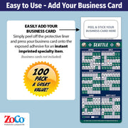 Pro Baseball Sports Schedule Magnets - SEATTLE - 100 Count - Your Business Card Sticks on Top - ZoCo Products