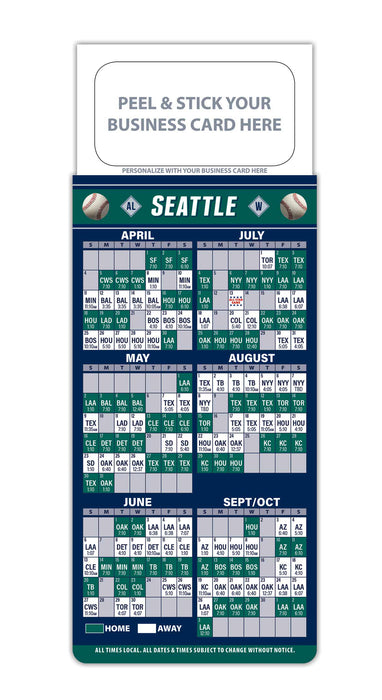 Pro Baseball Sports Schedule Magnets - SEATTLE - 100 Count - Your Business Card Sticks on Top - ZoCo Products