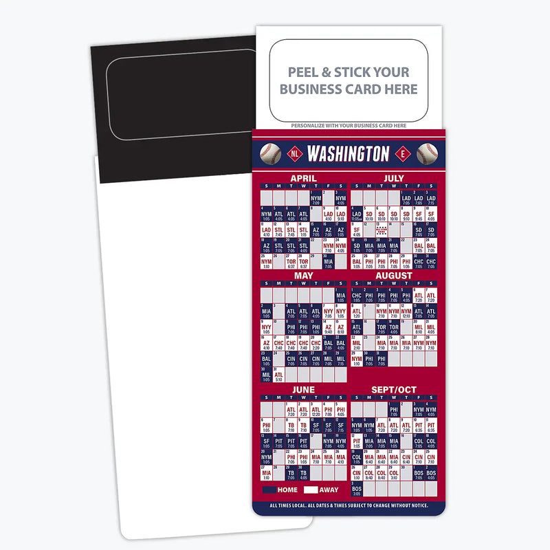 2025 Pro Baseball Sports Schedule Magnets (WASHINGTON) - 100 Count - Your Business Card Sticks on Top