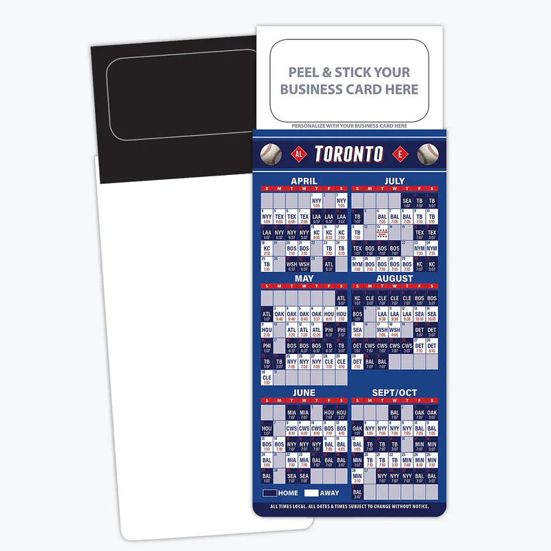 2025 Pro Baseball Sports Schedule Magnets (TORONTO) - 100 Count - Your Business Card Sticks on Top